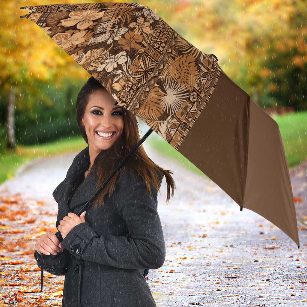 Hawaiian Tribal Elements Hibiscus Umbrella Gold Pattern LT9 - Polynesian Pride
