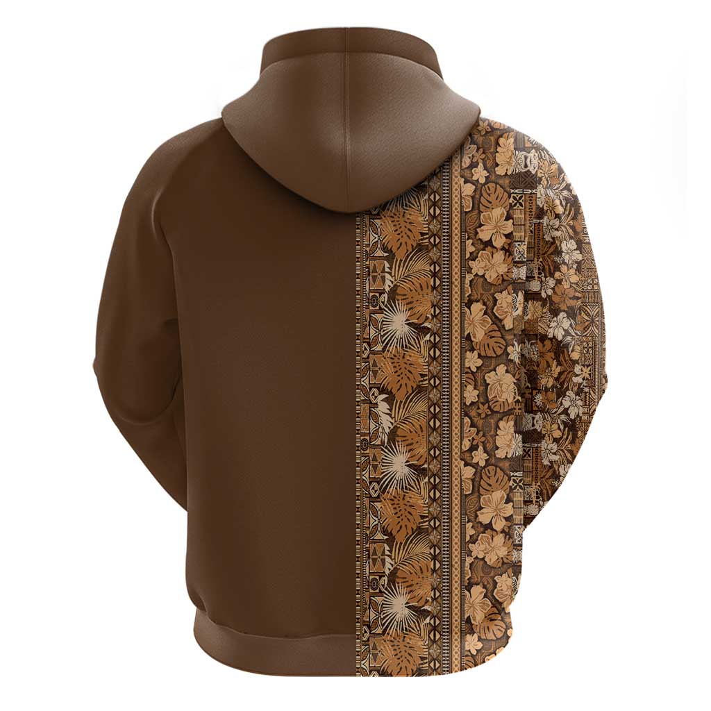 Hawaiian Tribal Elements Hibiscus Zip Hoodie Gold Pattern LT9 - Polynesian Pride