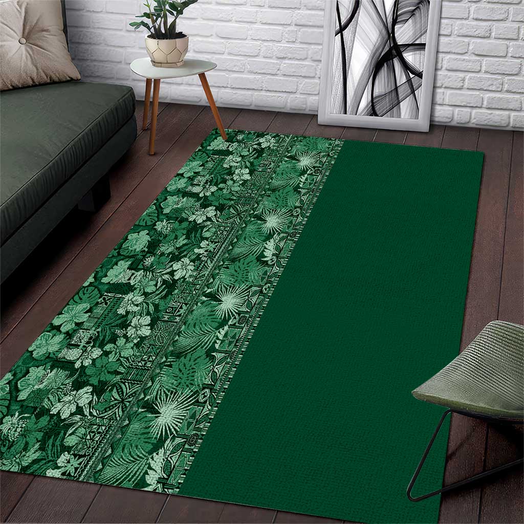 Hawaiian Tribal Elements Hibiscus Area Rug Green Pattern LT9 Green - Polynesian Pride