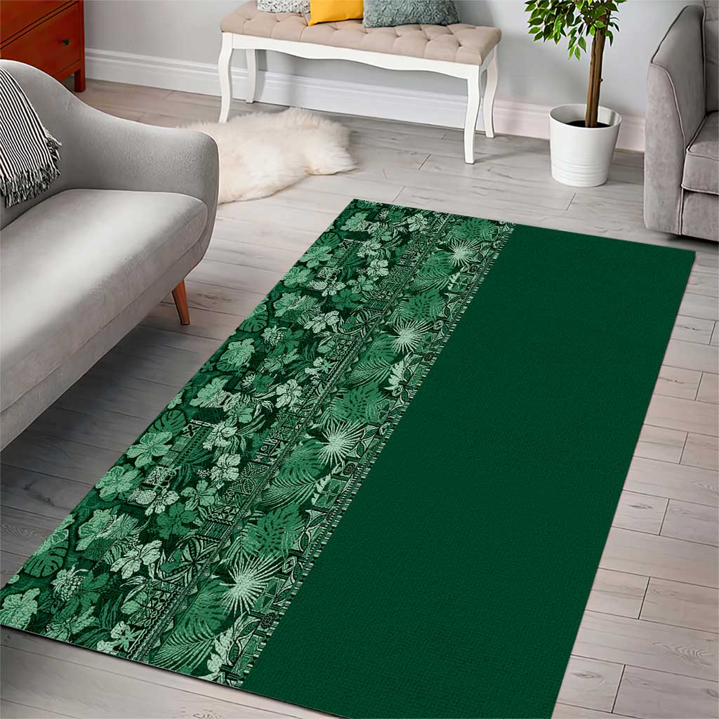 Hawaiian Tribal Elements Hibiscus Area Rug Green Pattern LT9 - Polynesian Pride