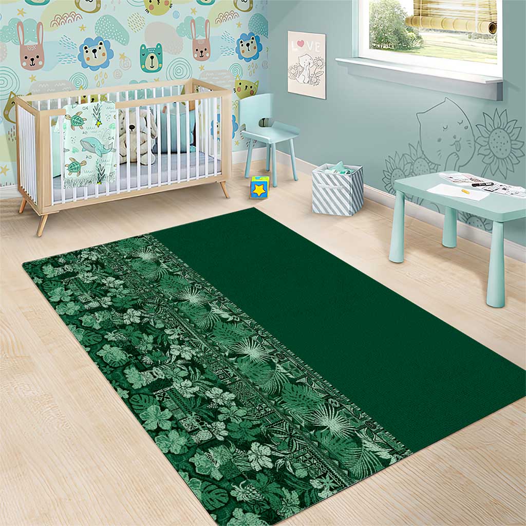 Hawaiian Tribal Elements Hibiscus Area Rug Green Pattern LT9 - Polynesian Pride