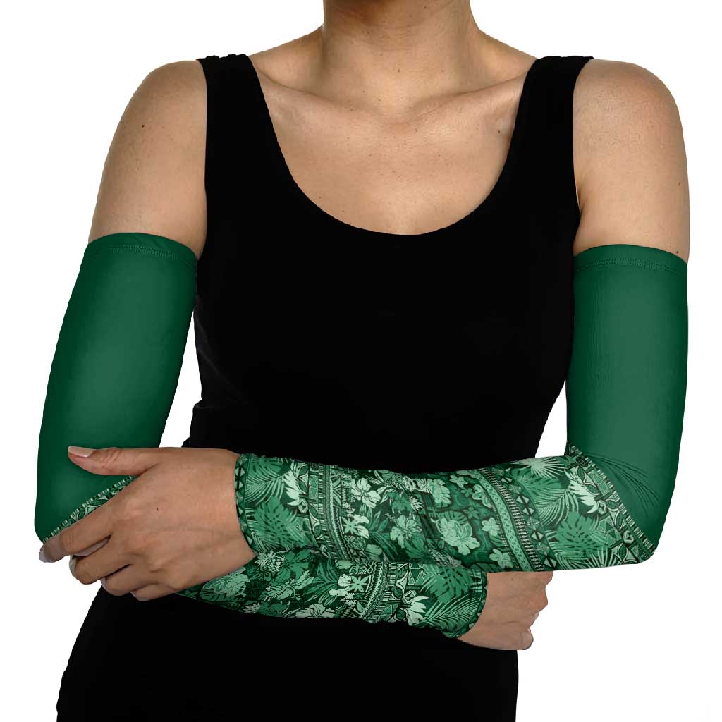 Hawaiian Tribal Elements Hibiscus Arm Sleeves Green Pattern LT9 - Polynesian Pride