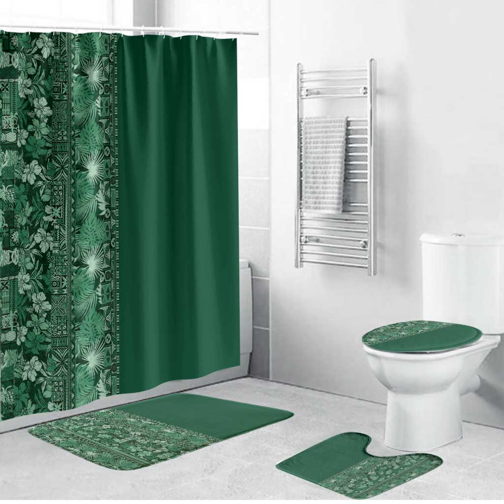 Hawaiian Tribal Elements Hibiscus Bathroom Set Green Pattern LT9 Bathroom Set (4 pcs) Green - Polynesian Pride