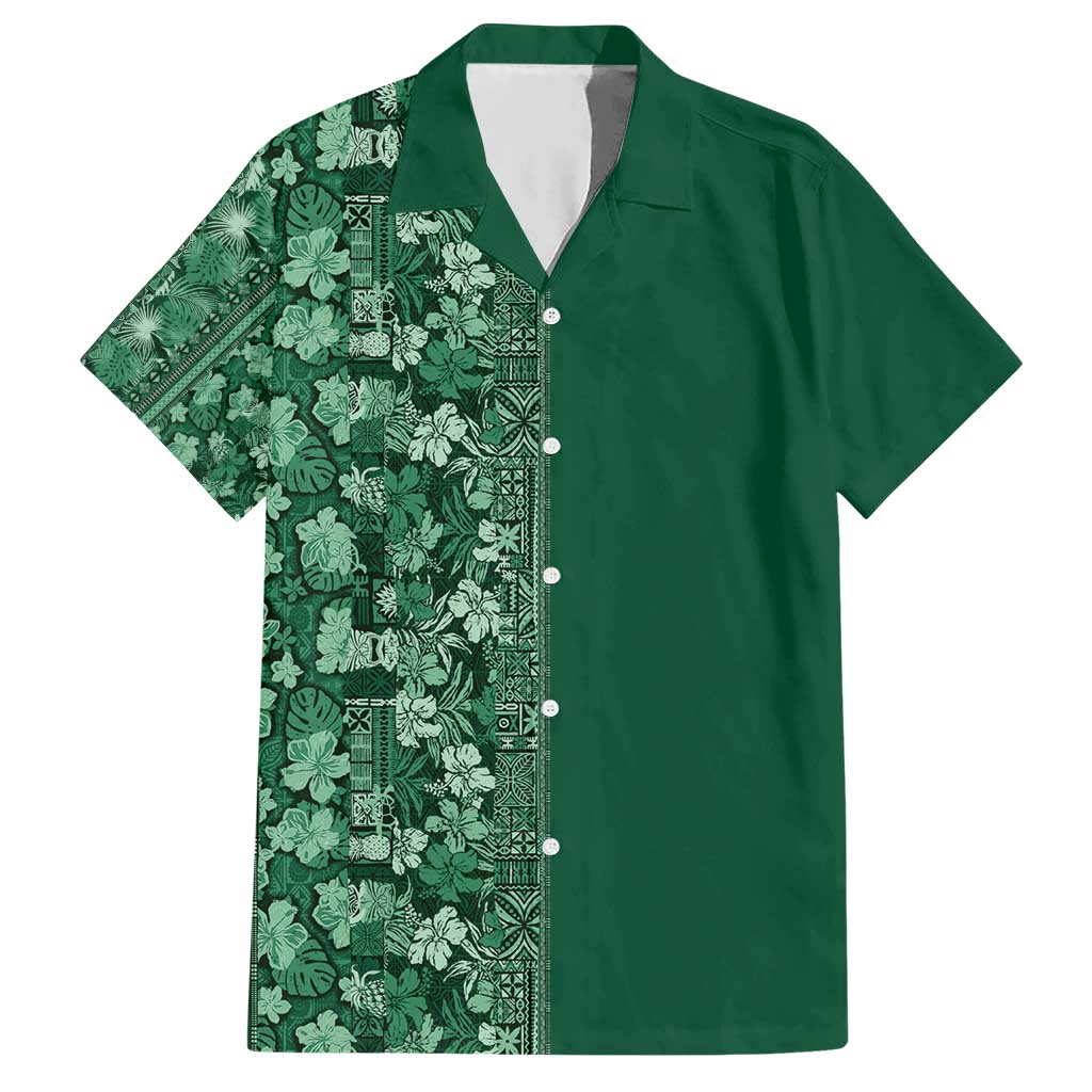Hawaiian Tribal Elements Hibiscus Hawaiian Shirt Green Pattern LT9 Green - Polynesian Pride