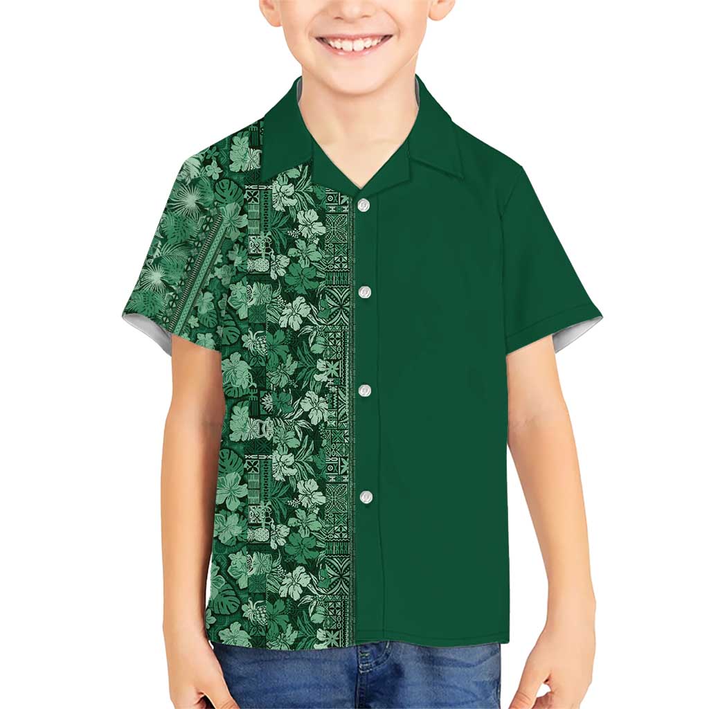 Hawaiian Tribal Elements Hibiscus Hawaiian Shirt Green Pattern LT9 - Polynesian Pride