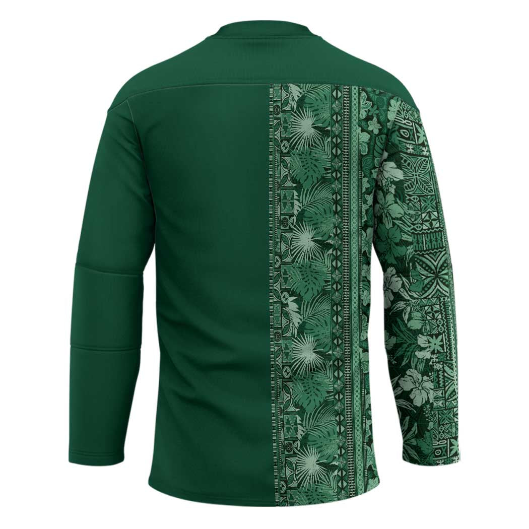 Hawaiian Tribal Elements Hibiscus Hockey Jersey Green Pattern LT9 - Polynesian Pride