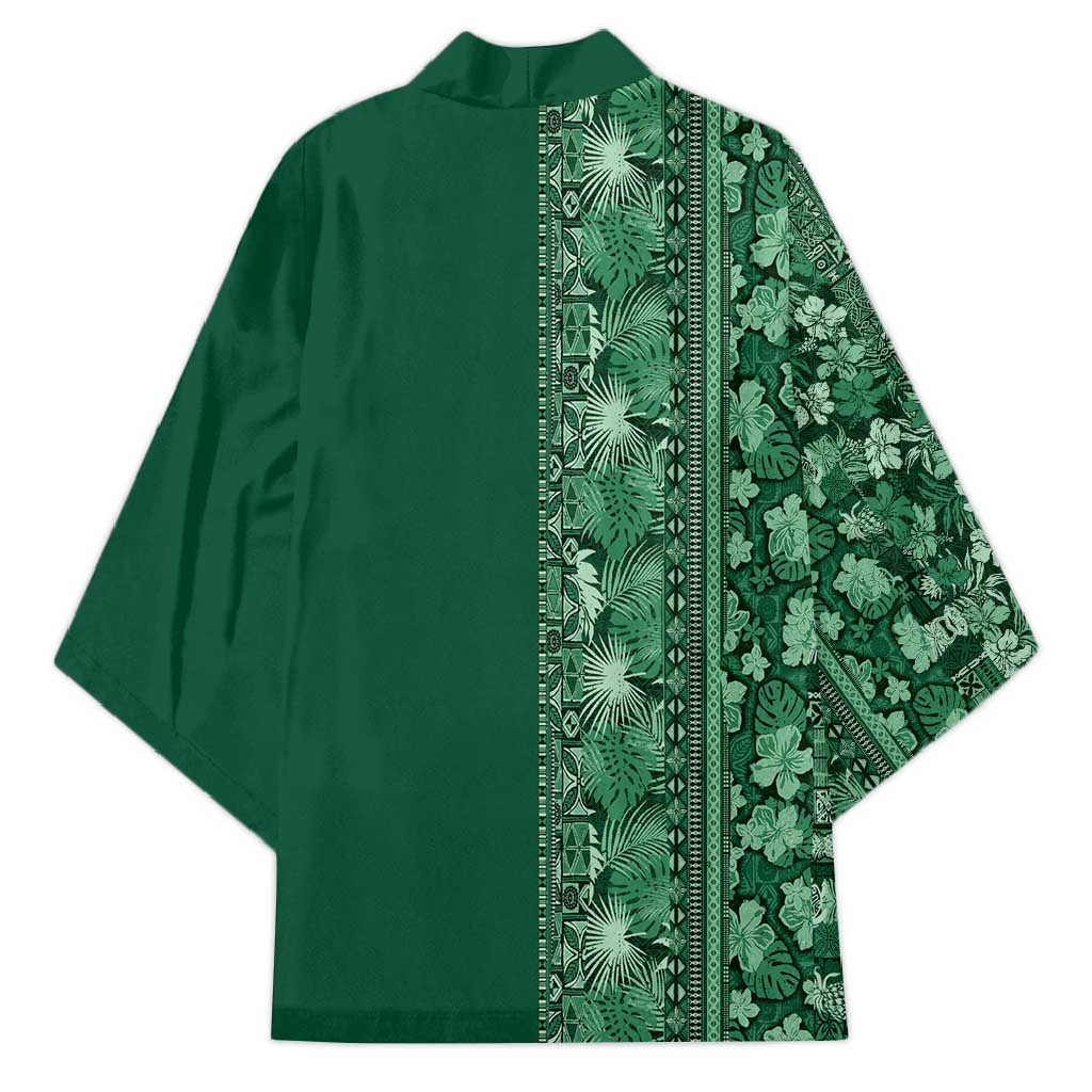 Hawaiian Tribal Elements Hibiscus Kimono Green Pattern LT9 - Polynesian Pride
