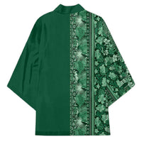 Hawaiian Tribal Elements Hibiscus Kimono Green Pattern LT9 - Polynesian Pride