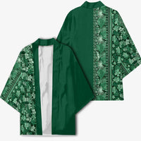 Hawaiian Tribal Elements Hibiscus Kimono Green Pattern LT9 - Polynesian Pride