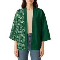 Hawaiian Tribal Elements Hibiscus Kimono Green Pattern LT9 - Polynesian Pride