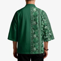 Hawaiian Tribal Elements Hibiscus Kimono Green Pattern LT9 - Polynesian Pride
