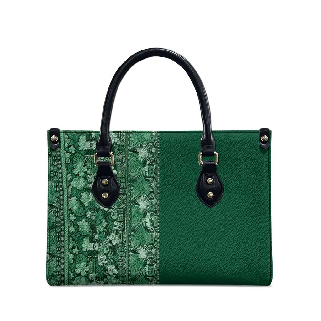 Hawaiian Tribal Elements Hibiscus Leather Bag Green Pattern LT9 - Polynesian Pride