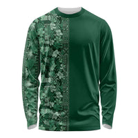 Hawaiian Tribal Elements Hibiscus Long Sleeve Shirt Green Pattern LT9 Unisex Green - Polynesian Pride