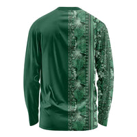 Hawaiian Tribal Elements Hibiscus Long Sleeve Shirt Green Pattern LT9 - Polynesian Pride