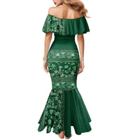 Hawaiian Tribal Elements Hibiscus Mermaid Dress Green Pattern LT9 - Polynesian Pride