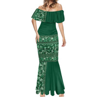 Hawaiian Tribal Elements Hibiscus Mermaid Dress Green Pattern LT9 - Polynesian Pride