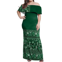 Hawaiian Tribal Elements Hibiscus Off Shoulder Maxi Dress Green Pattern LT9 Women Green - Polynesian Pride