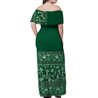 Hawaiian Tribal Elements Hibiscus Off Shoulder Maxi Dress Green Pattern LT9 - Polynesian Pride