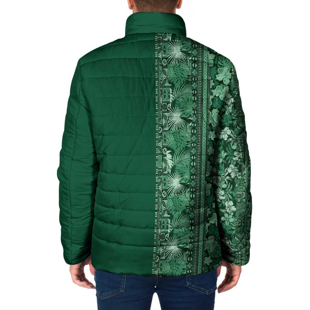 Hawaiian Tribal Elements Hibiscus Padded Jacket Green Pattern LT9 - Polynesian Pride