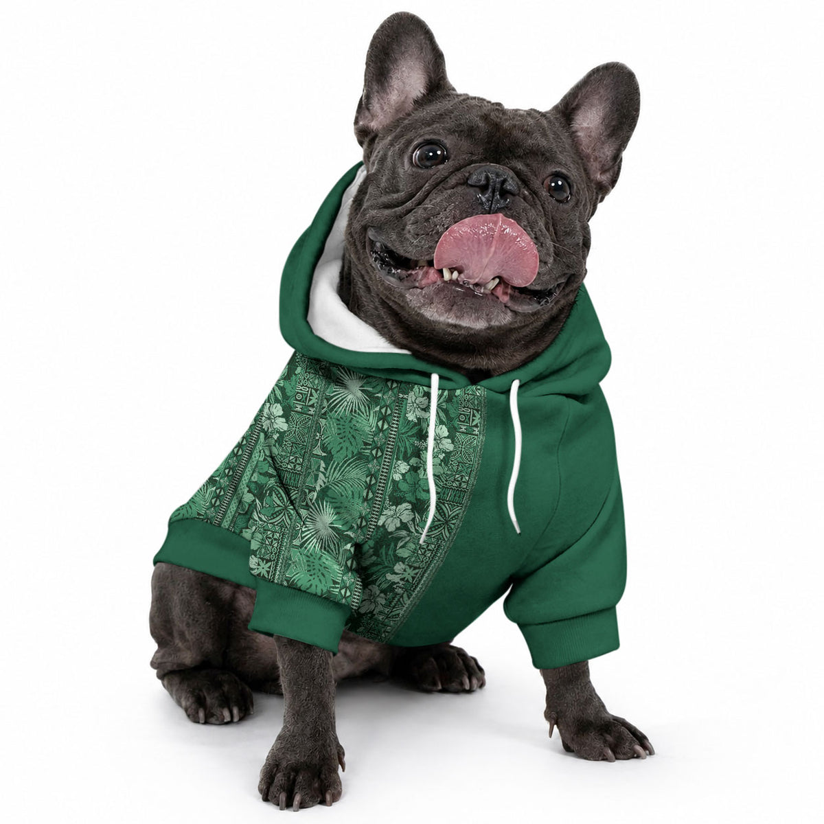 Hawaiian Tribal Elements Hibiscus Pet Hoodie Green Pattern LT9 - Polynesian Pride