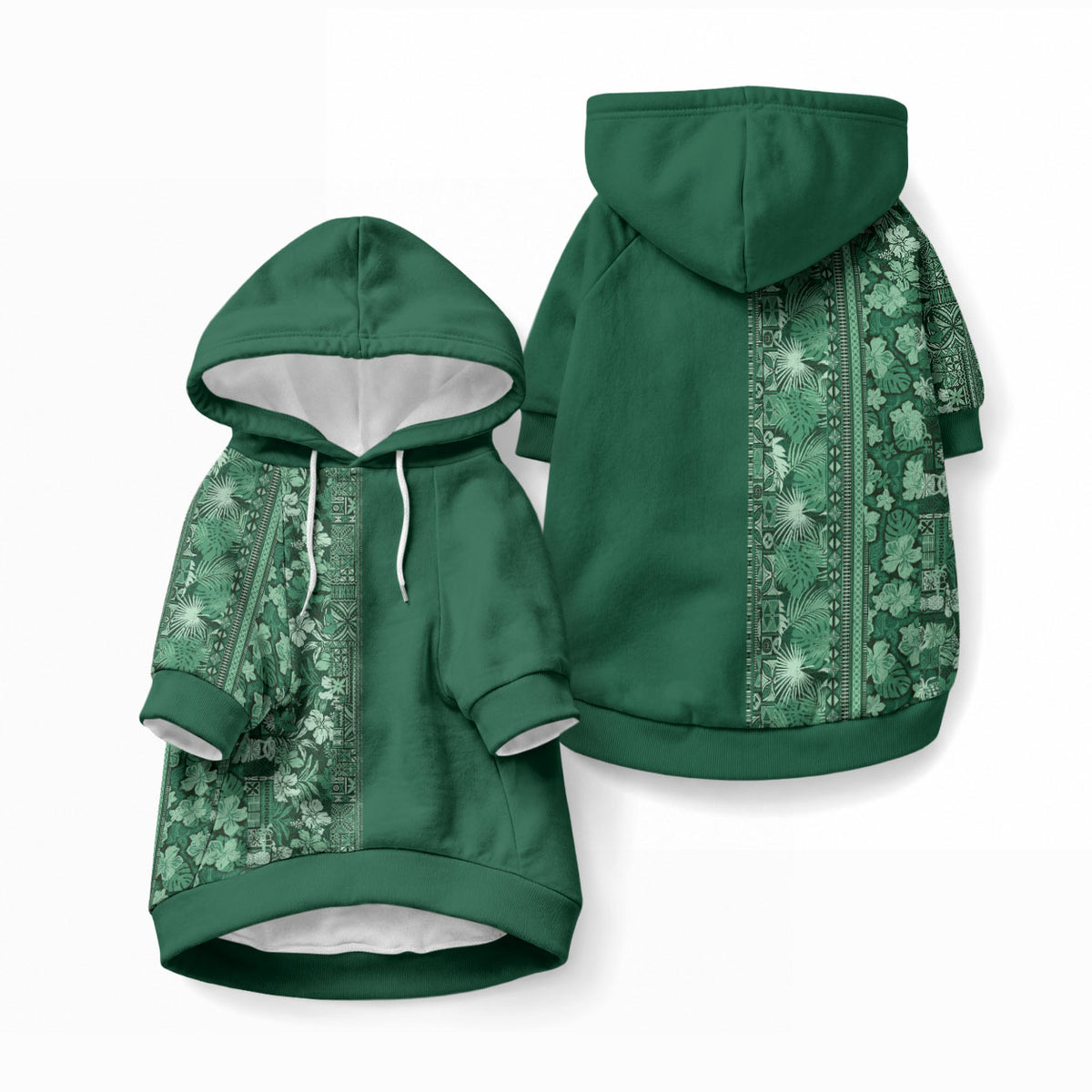 Hawaiian Tribal Elements Hibiscus Pet Hoodie Green Pattern LT9 Pullover Green - Polynesian Pride