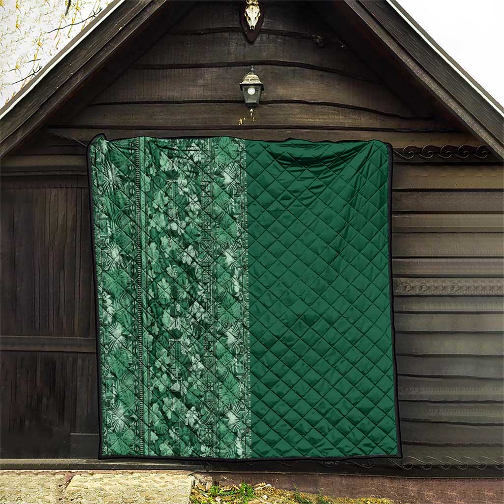 Hawaiian Tribal Elements Hibiscus Quilt Green Pattern LT9 - Polynesian Pride