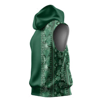Hawaiian Tribal Elements Hibiscus Sleeveless Hoodie Green Pattern LT9 - Polynesian Pride