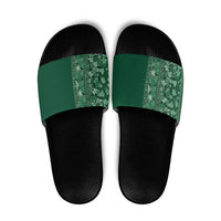 Hawaiian Tribal Elements Hibiscus Slide Sandals Green Pattern LT9 Green - Polynesian Pride