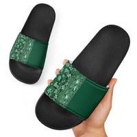 Hawaiian Tribal Elements Hibiscus Slide Sandals Green Pattern LT9 - Polynesian Pride