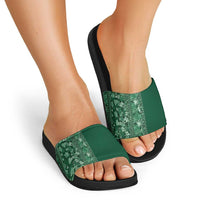 Hawaiian Tribal Elements Hibiscus Slide Sandals Green Pattern LT9 - Polynesian Pride