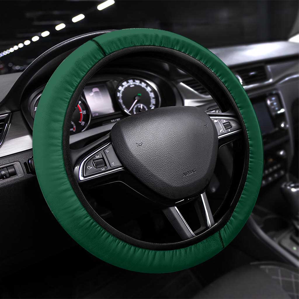 Hawaiian Tribal Elements Hibiscus Steering Wheel Cover Green Pattern LT9 Universal Fit Green - Polynesian Pride