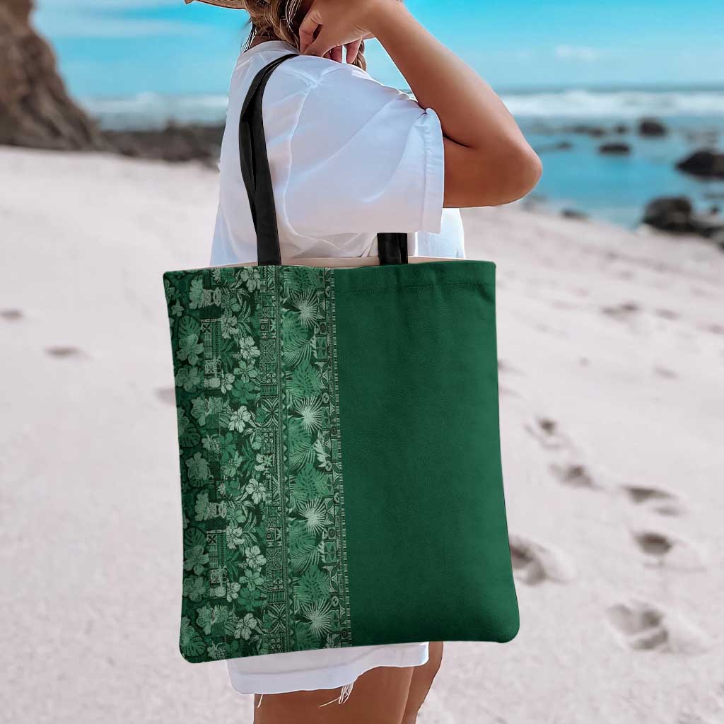 Hawaiian Tribal Elements Hibiscus Tote Bag Green Pattern LT9 - Polynesian Pride