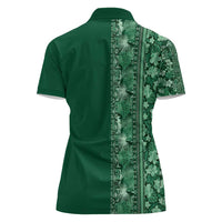 Hawaiian Tribal Elements Hibiscus Women Polo Shirt Green Pattern LT9 - Polynesian Pride