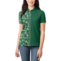 Hawaiian Tribal Elements Hibiscus Women Polo Shirt Green Pattern LT9 - Polynesian Pride