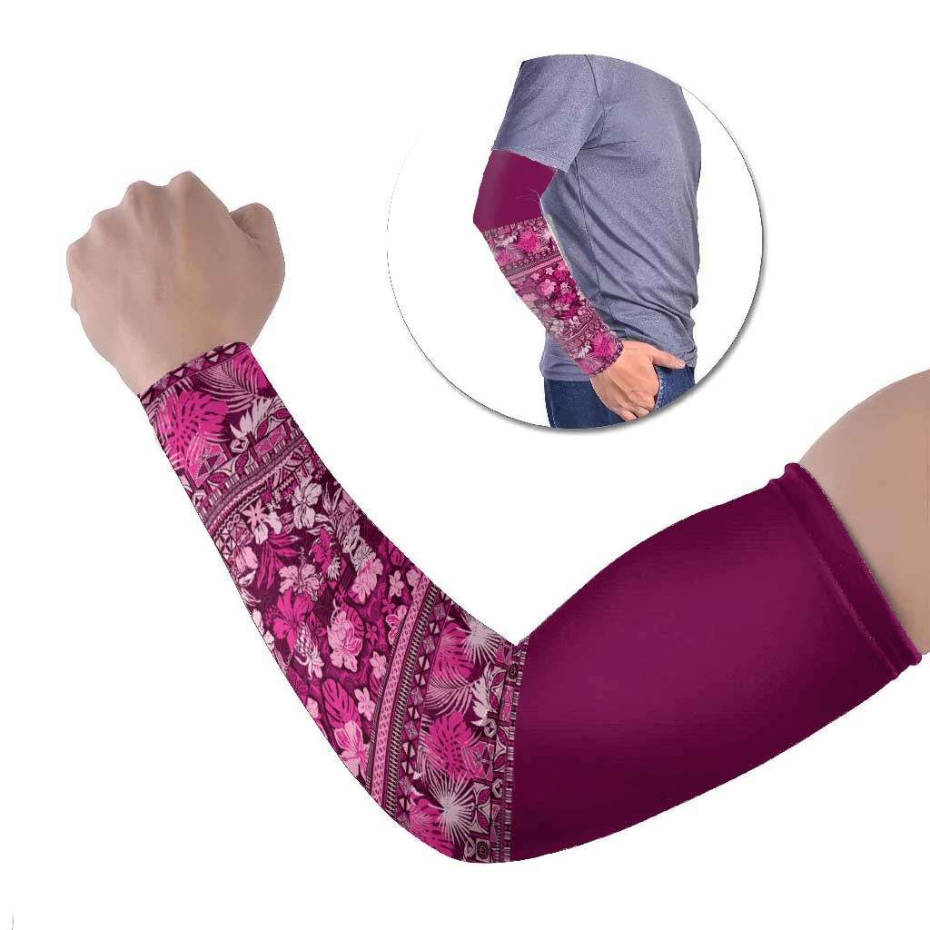 Hawaiian Tribal Elements Hibiscus Arm Sleeves Pink Pattern LT9 Set of 2 Pink - Polynesian Pride