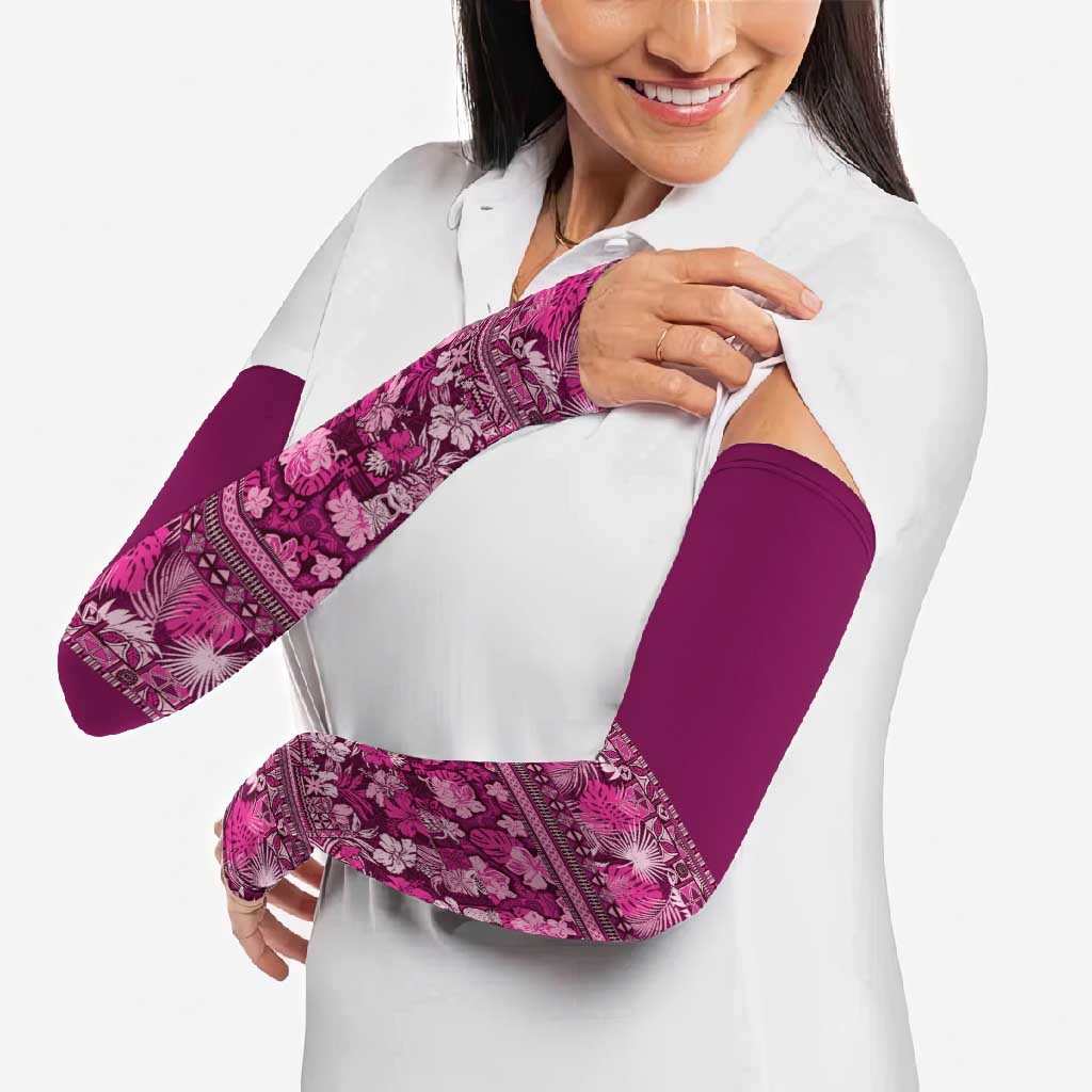 Hawaiian Tribal Elements Hibiscus Arm Sleeves Pink Pattern LT9 - Polynesian Pride