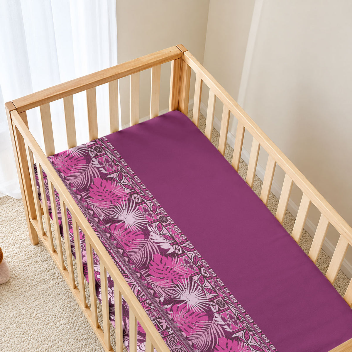 Hawaiian Tribal Elements Hibiscus Baby Bed Cover Pink Pattern LT9 - Polynesian Pride