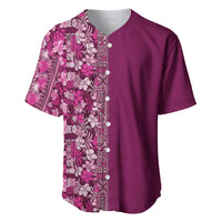 Hawaiian Tribal Elements Hibiscus Baseball Jersey Pink Pattern LT9 Pink - Polynesian Pride