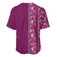 Hawaiian Tribal Elements Hibiscus Baseball Jersey Pink Pattern LT9 - Polynesian Pride