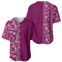 Hawaiian Tribal Elements Hibiscus Baseball Jersey Pink Pattern LT9 - Polynesian Pride