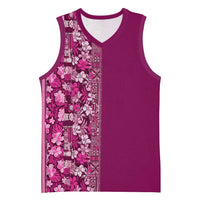 Hawaiian Tribal Elements Hibiscus Basketball Jersey Pink Pattern LT9 Unisex Pink - Polynesian Pride