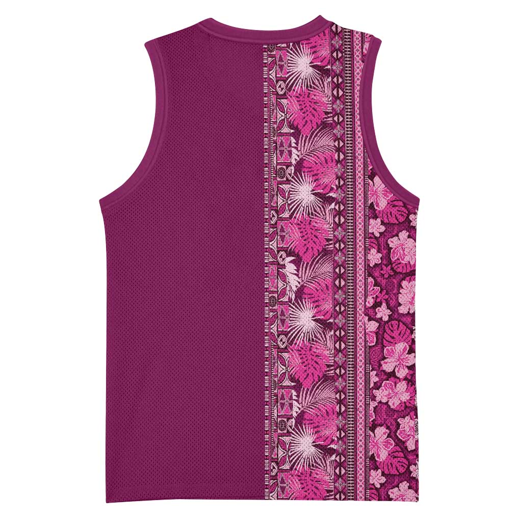 Hawaiian Tribal Elements Hibiscus Basketball Jersey Pink Pattern LT9 - Polynesian Pride