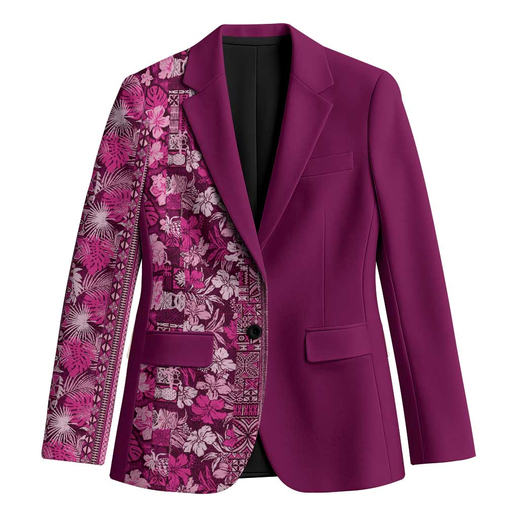 Hawaiian Tribal Elements Hibiscus Blazer Pink Pattern LT9 Unisex Pink - Polynesian Pride