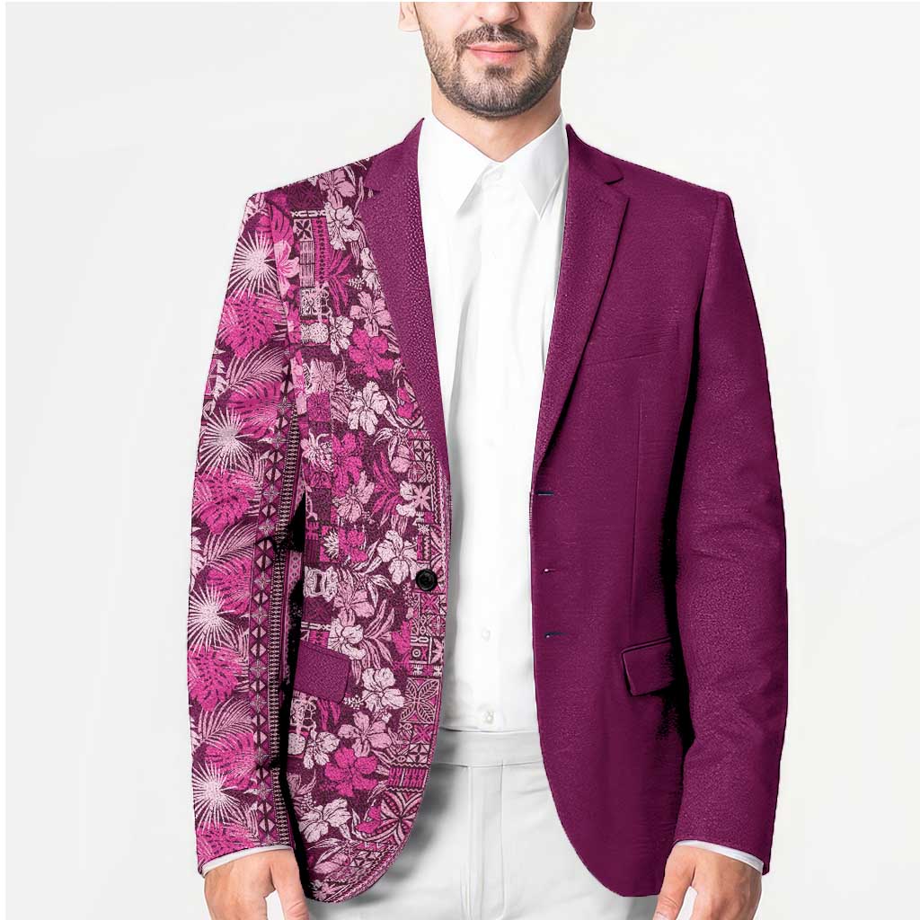 Hawaiian Tribal Elements Hibiscus Blazer Pink Pattern LT9 - Polynesian Pride