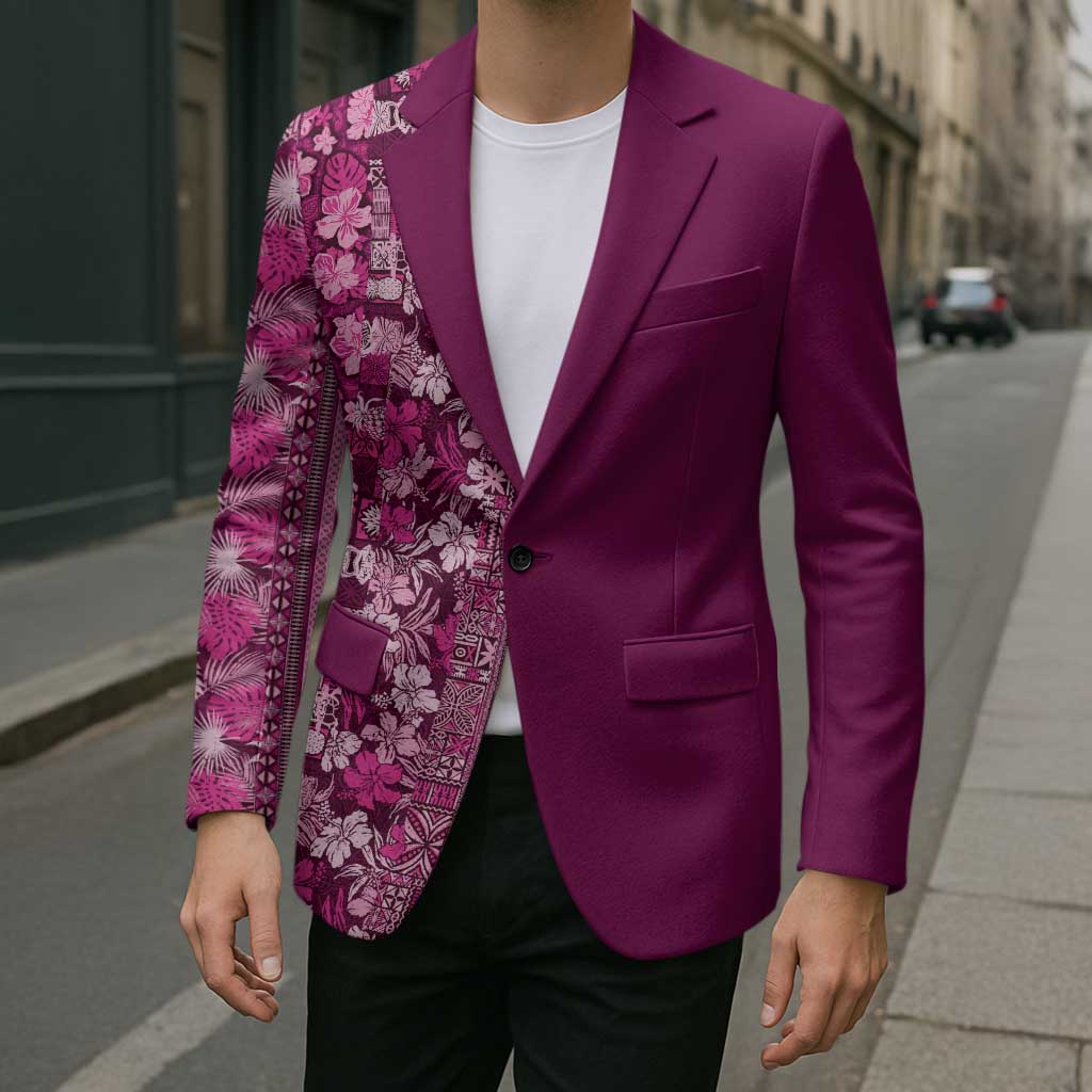 Hawaiian Tribal Elements Hibiscus Blazer Pink Pattern LT9 - Polynesian Pride