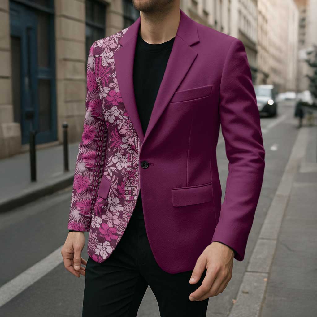 Hawaiian Tribal Elements Hibiscus Blazer Pink Pattern LT9 - Polynesian Pride