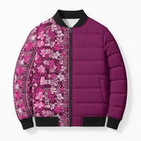 Hawaiian Tribal Elements Hibiscus Bomber Puffer Jacket Pink Pattern LT9 Unisex Pink - Polynesian Pride