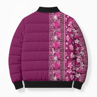 Hawaiian Tribal Elements Hibiscus Bomber Puffer Jacket Pink Pattern LT9 - Polynesian Pride