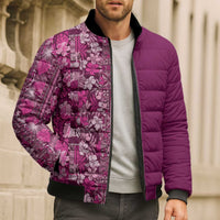 Hawaiian Tribal Elements Hibiscus Bomber Puffer Jacket Pink Pattern LT9 - Polynesian Pride