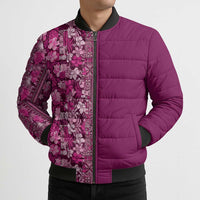 Hawaiian Tribal Elements Hibiscus Bomber Puffer Jacket Pink Pattern LT9 - Polynesian Pride